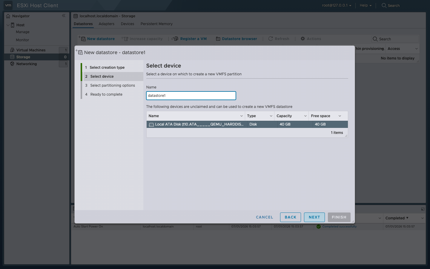 New datastore step 2 — name