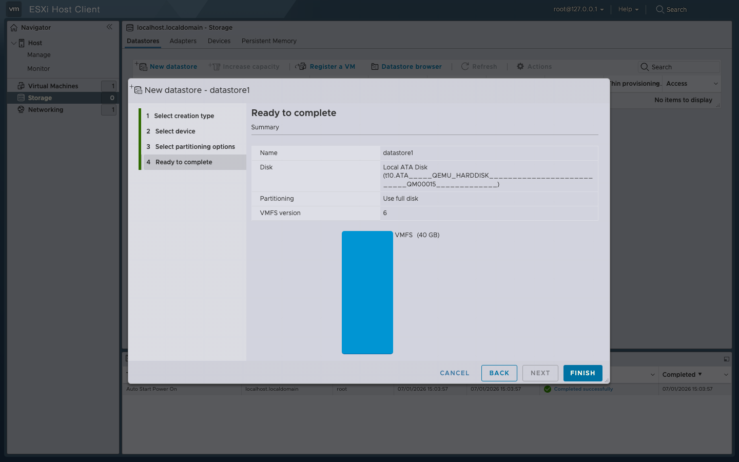New datastore step 5 — review