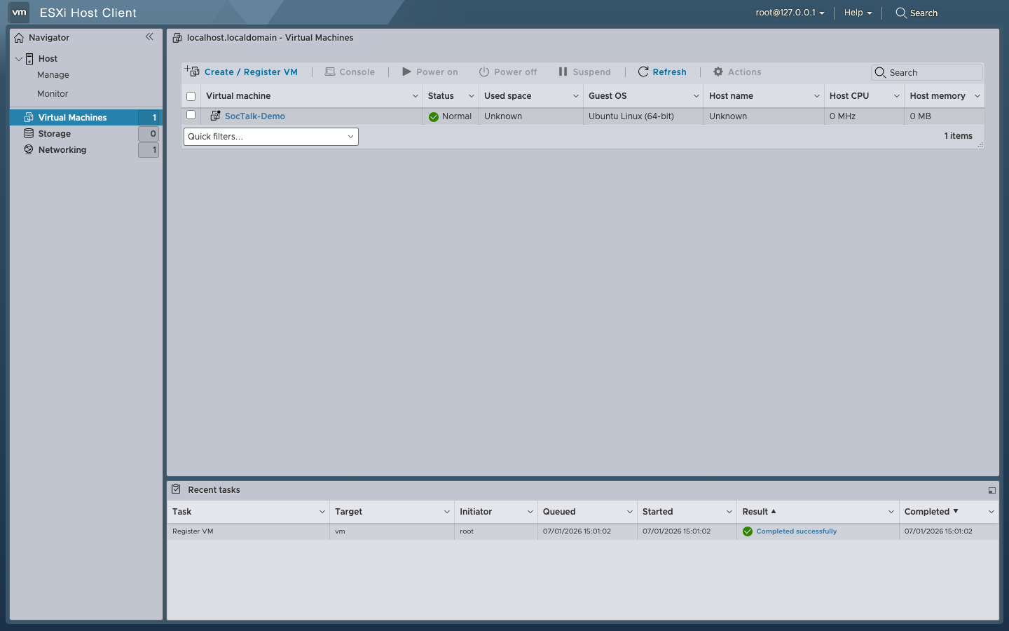 VM registered on datastore1