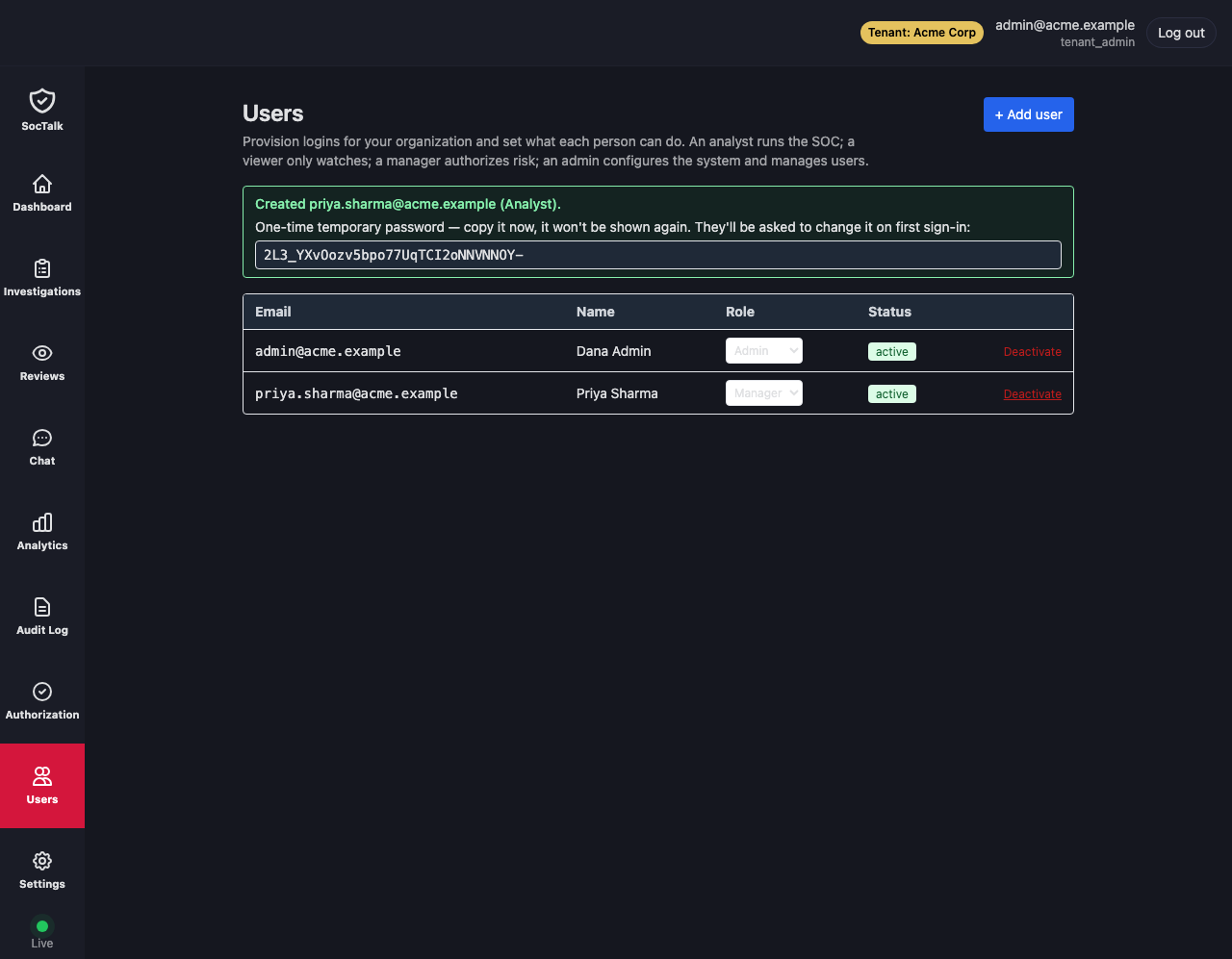 The tenant user reactivated