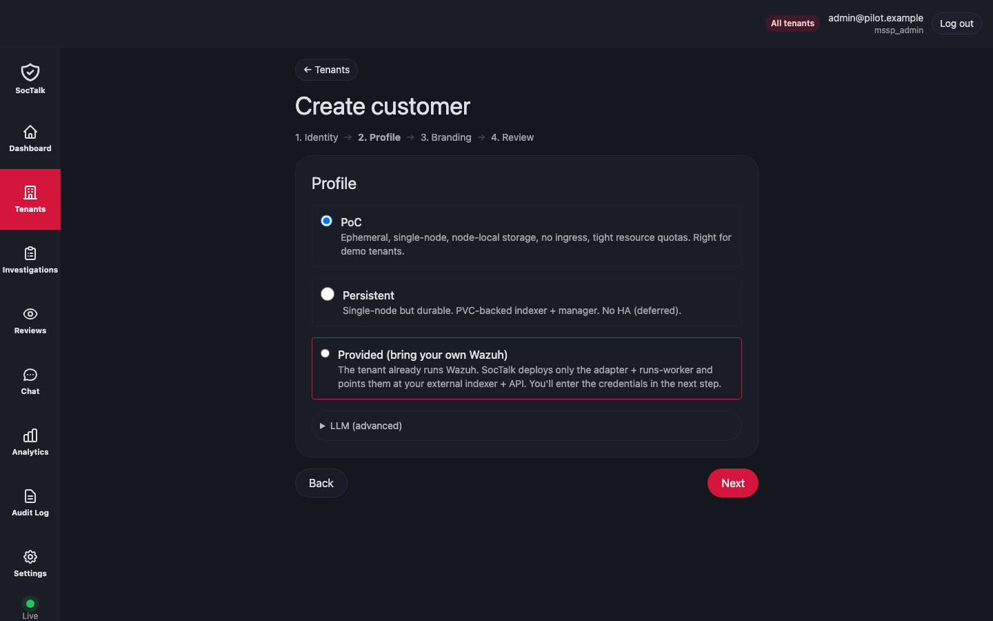 Create customer — 2. Perfil