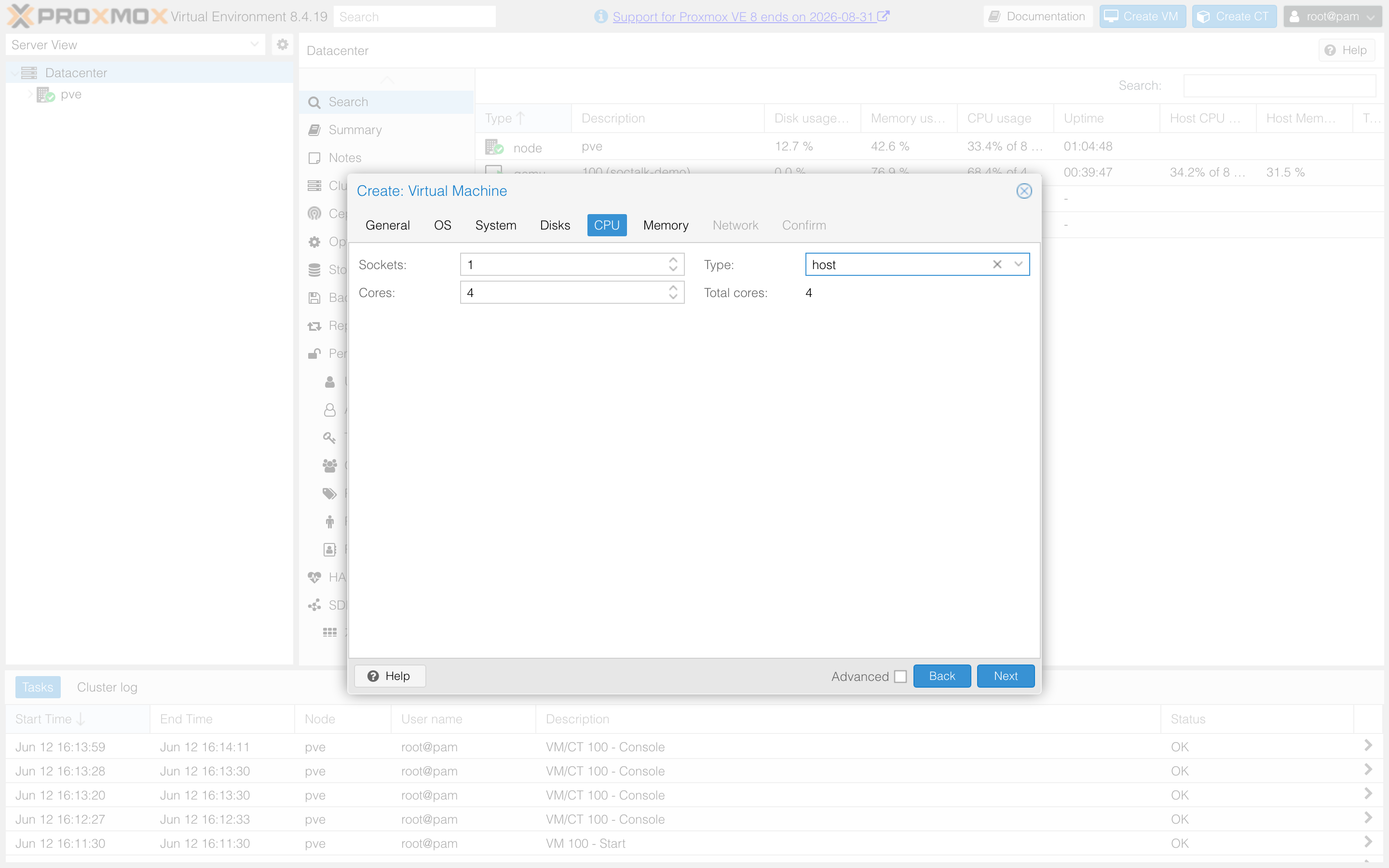 Create VM — CPU
