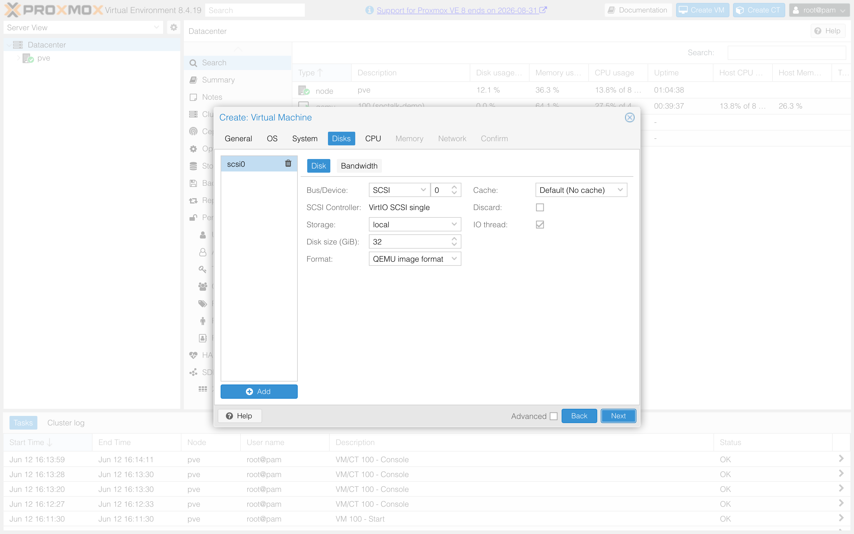 Create VM — Disks