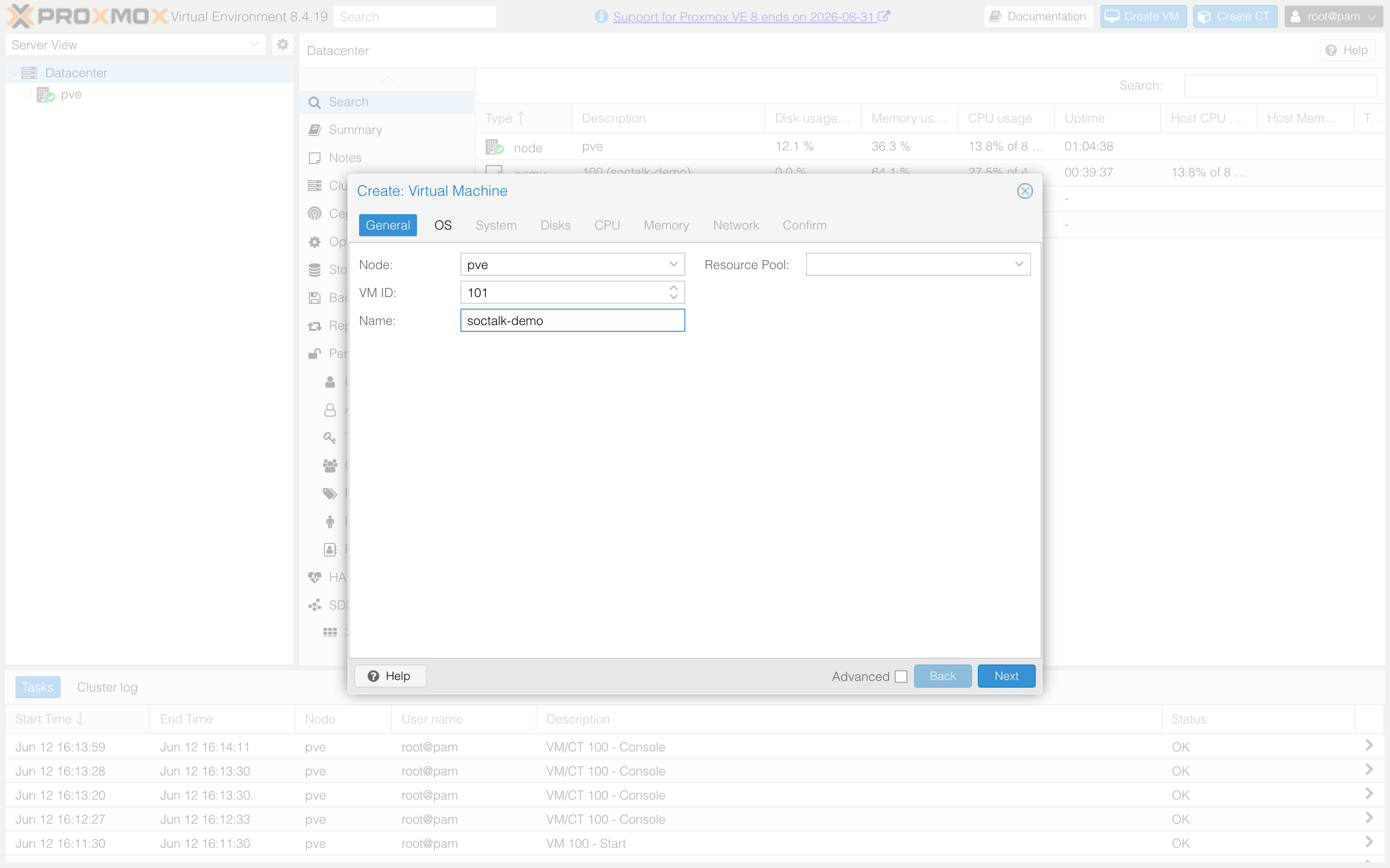 Create VM — General