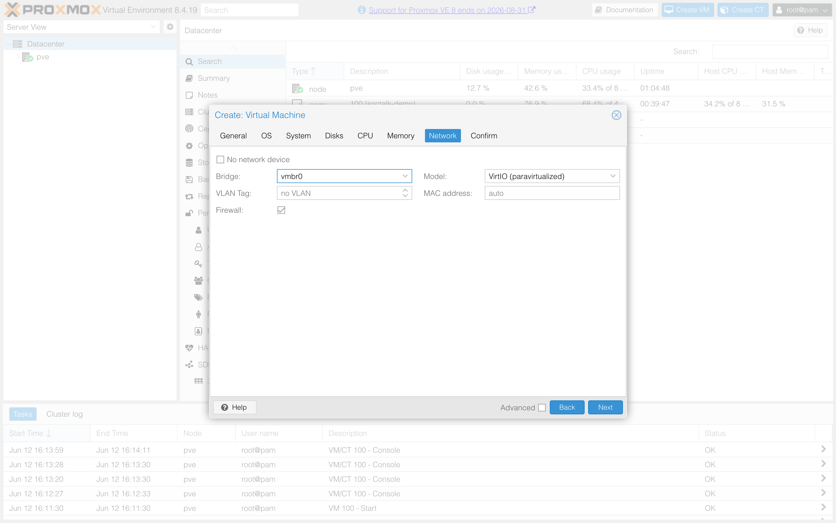 Create VM — Network