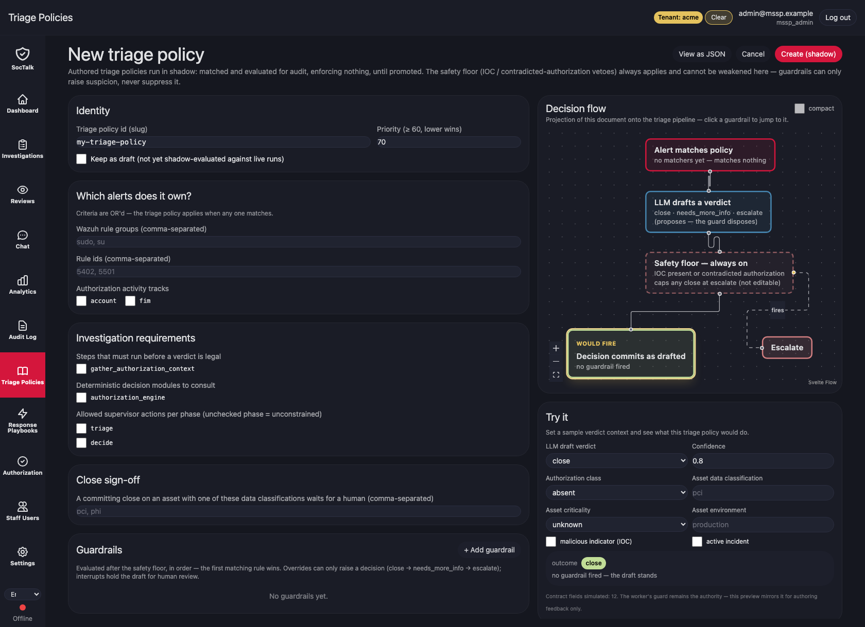 The blank no-code editor