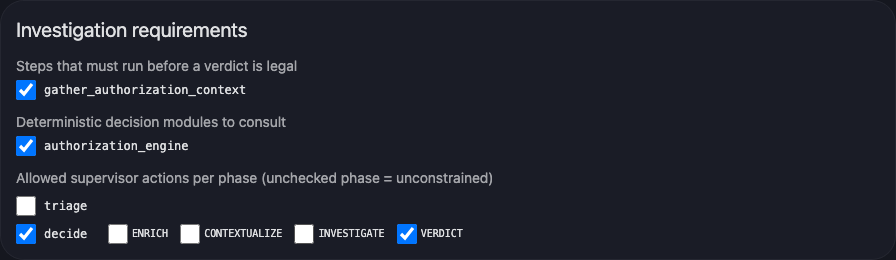 Investigation requirements